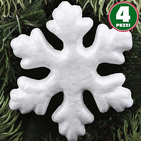 Set 4 Appendini Fiocco Di Neve In Polistirolo 30 Cm Bianchi