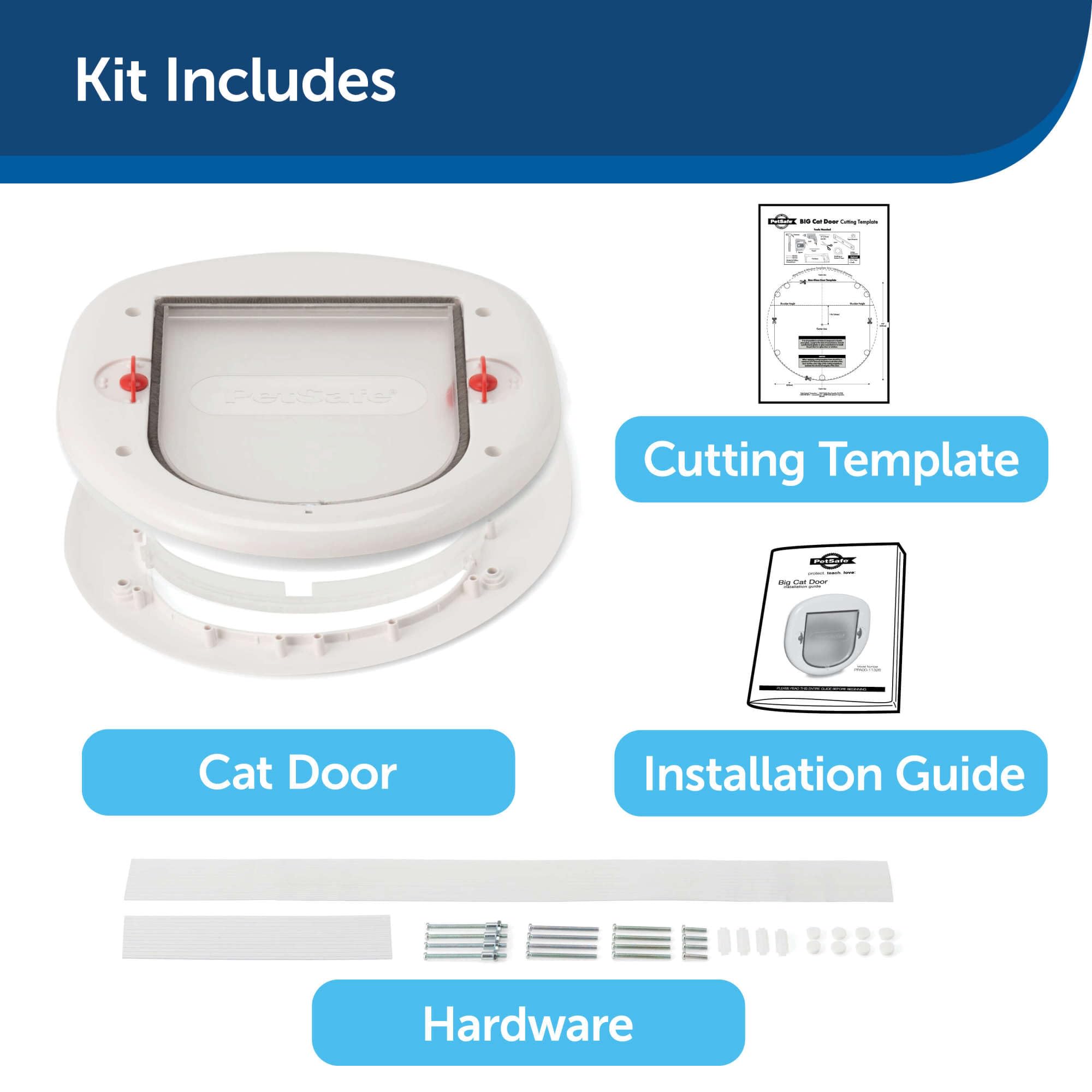 PetSafe Exterior/Interior Cat Door - Big Cat 4-Way Locking Pet Door Flap for Large Cats - Tinted Privacy Door - Weatherproof, Durable Door Frame - DIY Easy Install with Hardware Kit Included