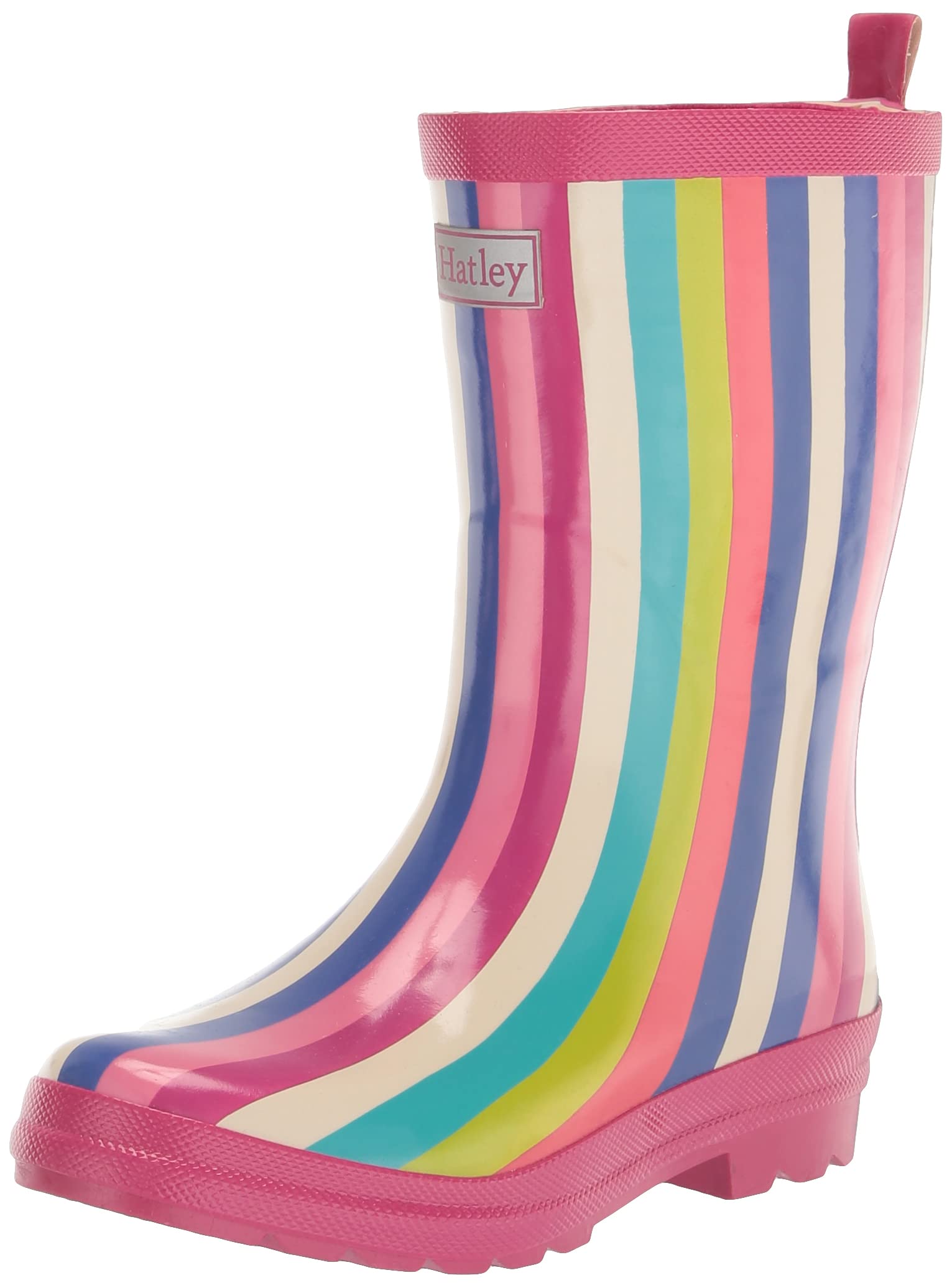 Hatley Girls Printed Rain Boots, Rainbow Stripes, 8 Little Kid Image