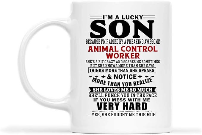 Amazon ANIMAL CONTROL WORKER Mug LUCKY SON OF A FREAKING AWESOME 