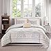 Comfort Spaces – Adele Comforter Set - 4 Piece – Blush & Grey – Medallions Print – Queen Size, includes 1 Comforter, 2 Shams, 1 Decorative Pillow