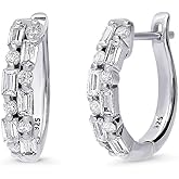 BERRICLE Sterling Silver Gold Flashed CZ Small Statement Hoop Earrings for Women, Minimalist Simulated Diamond Cubic Zirconia Trendy Huggie Earrings - Butterfly, Cluster, Teardrop Designs