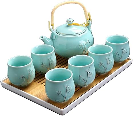 Amazon Co Jp えみり 茶器セット 急須 湯呑み 茶托 8点セット 磁器茶具 ティーポット カップ 土瓶 茶こし付 茶碗 茶器揃 おしゃれ 和風 贈り物 花柄 ホーム キッチン
