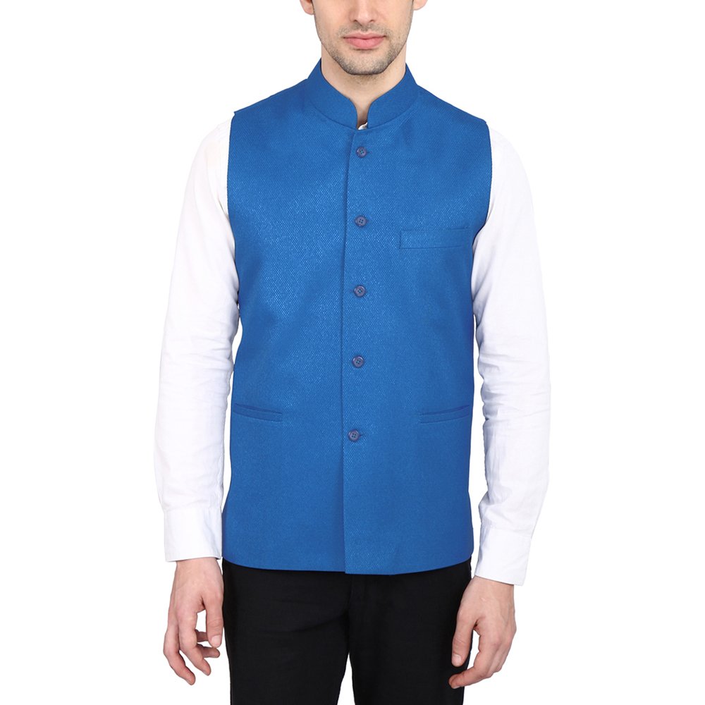 indian attire men's blended jute koti (waistcoat/nehru jacket)
