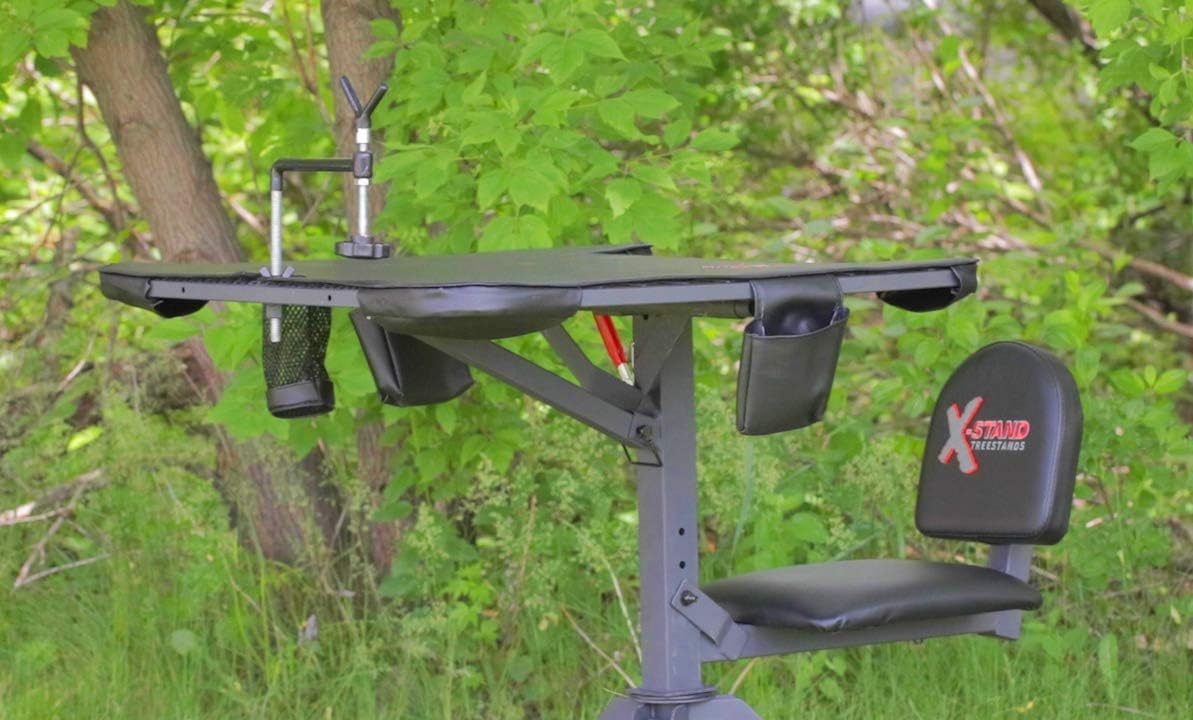 X-Stand Treestands The X-Ecutor 360 Shooting Bench X-Ecutor 360 Shooting Hunting Bench with Backrest & 360 Degree Swivel Seat, Black : Sports & Outdoors