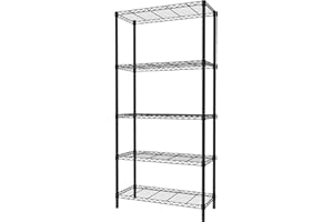 SINGAYE 5 Shelf Adjustable Heavy Duty Storage Shelving Unit 350 lbs per Shelf Steel Organizer Wire Rack Storage for Garage Office Pantry Ktichen Black 14" Dx36 Wx72 H