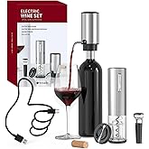 CIRCLE JOY Electric Wine Opener Set, All in One Wine Accessories with Rechargeable Corkscrew, Wine Aerator, Foil Cutter and V