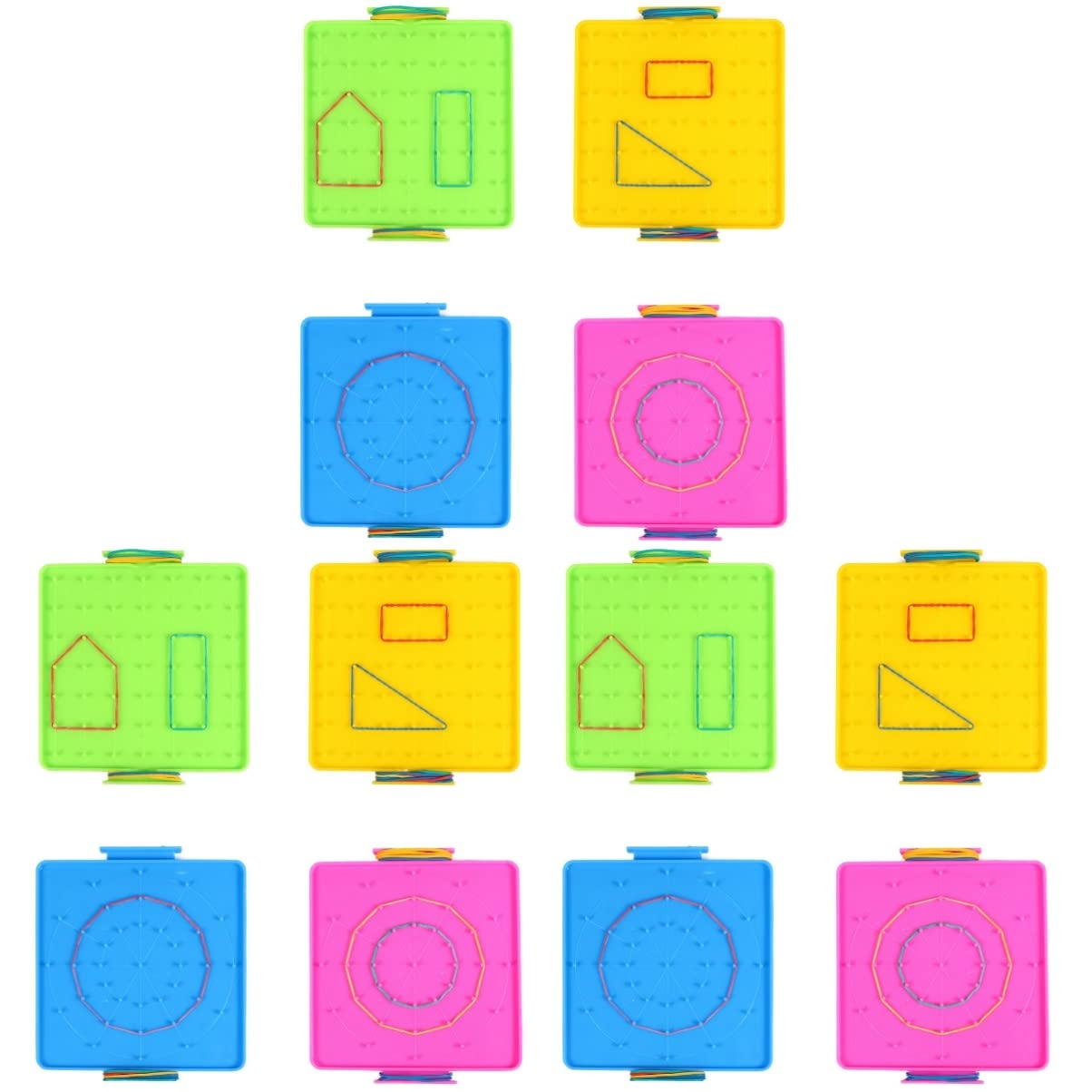 STOBOK 12pcs Geoboard Shape Primary Accessory Educational Learning Nail Plate present Mathematical Mathematics for Kid Assorted Board Shapes Double-sided Geometric Geometry Brain