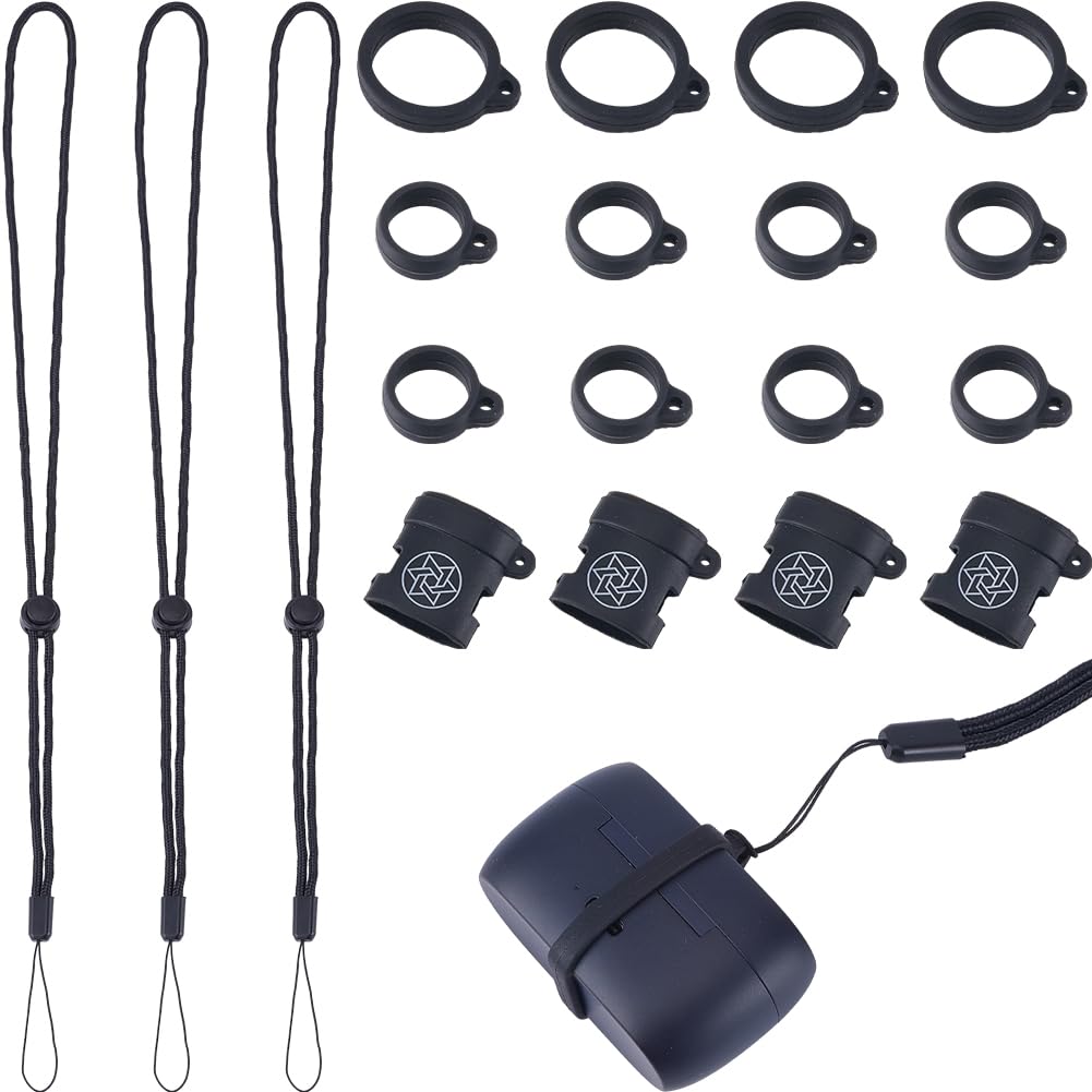 CRASPIRE 23Pcs Anti-Lost Lanyard Set with 15Pcs Silicone Rubber Rings 3Pcs Lanyards Strap Pendant Necklace 5Pcs Fixing Holder Adjustable Soft Protective Replacement Pen Case Multipurpose Keychain