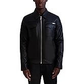 KARL LAGERFELD Men's Outerwear Collared Leather Jacket