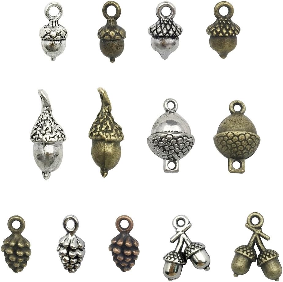 YoudiylaUK 60 pcs Craft Supplies Mixed Pine Cone Charms for Crafting Jewellery Findings Making Accessory for DIY Necklace Bracelet WM095