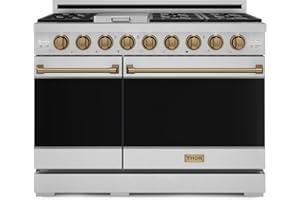 Gordon Ramsay by THOR Kitchen 48 Inch Professional Gas Range with Double Oven in Stainless Steel/Bronze