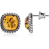 Ian and Valeri Co. Amber Sterling Silver Square Stud Earrings