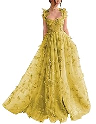 YUAOHUANG Butterfly Tulle Corset Prom Formal