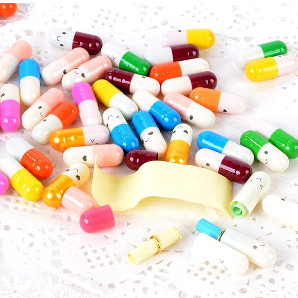 150pcs Capsule Message Letters, BetterJonny Smile Face Capsule Message Pill Letter Set for DIY and Craft Multicolor