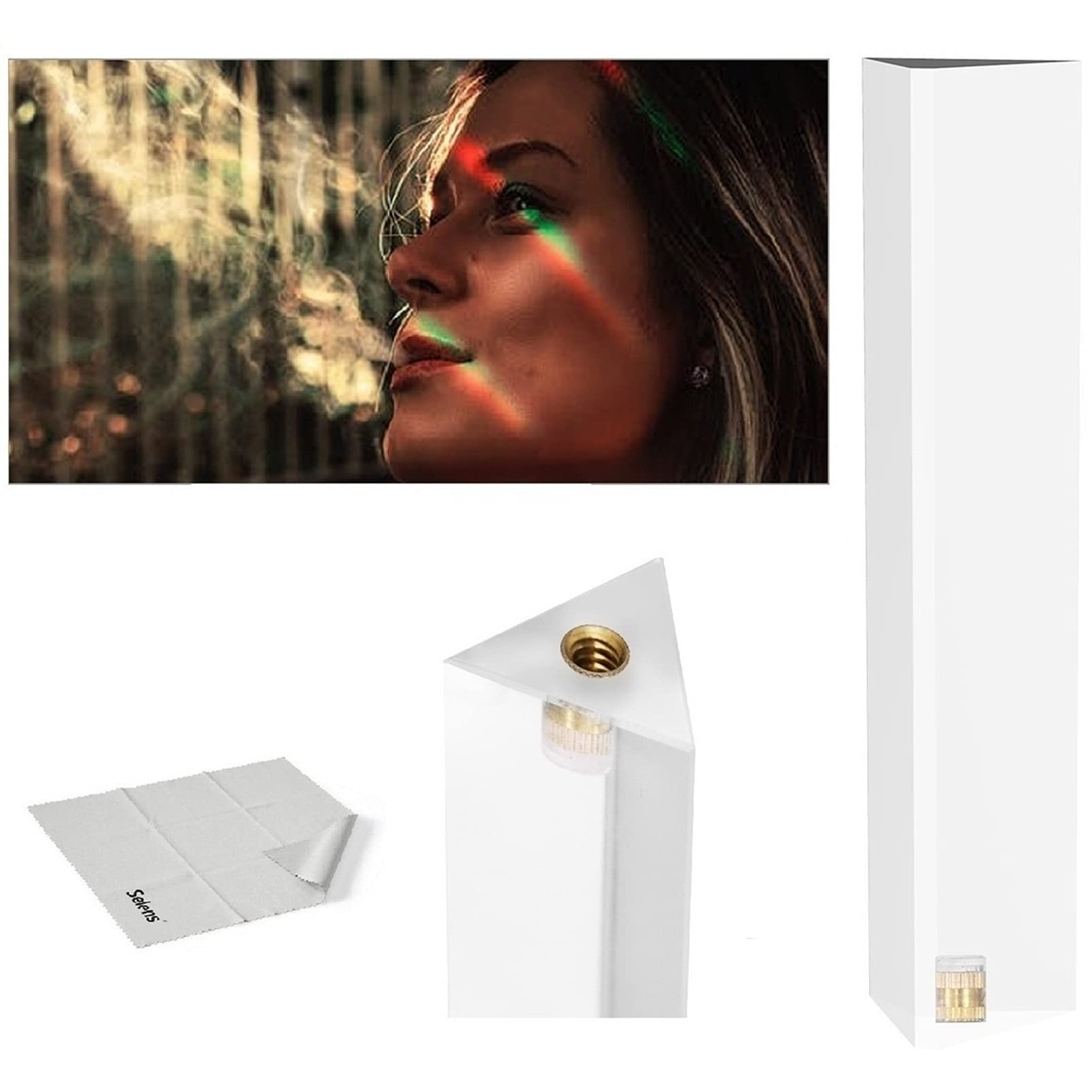 Selens Photography Crystal Triangular Prism with 1/4 Inch Thread Hole, Professional Look Crystal Glass Prism, Create a Slight Rainbow Effect for Camera Lens, for Photographers