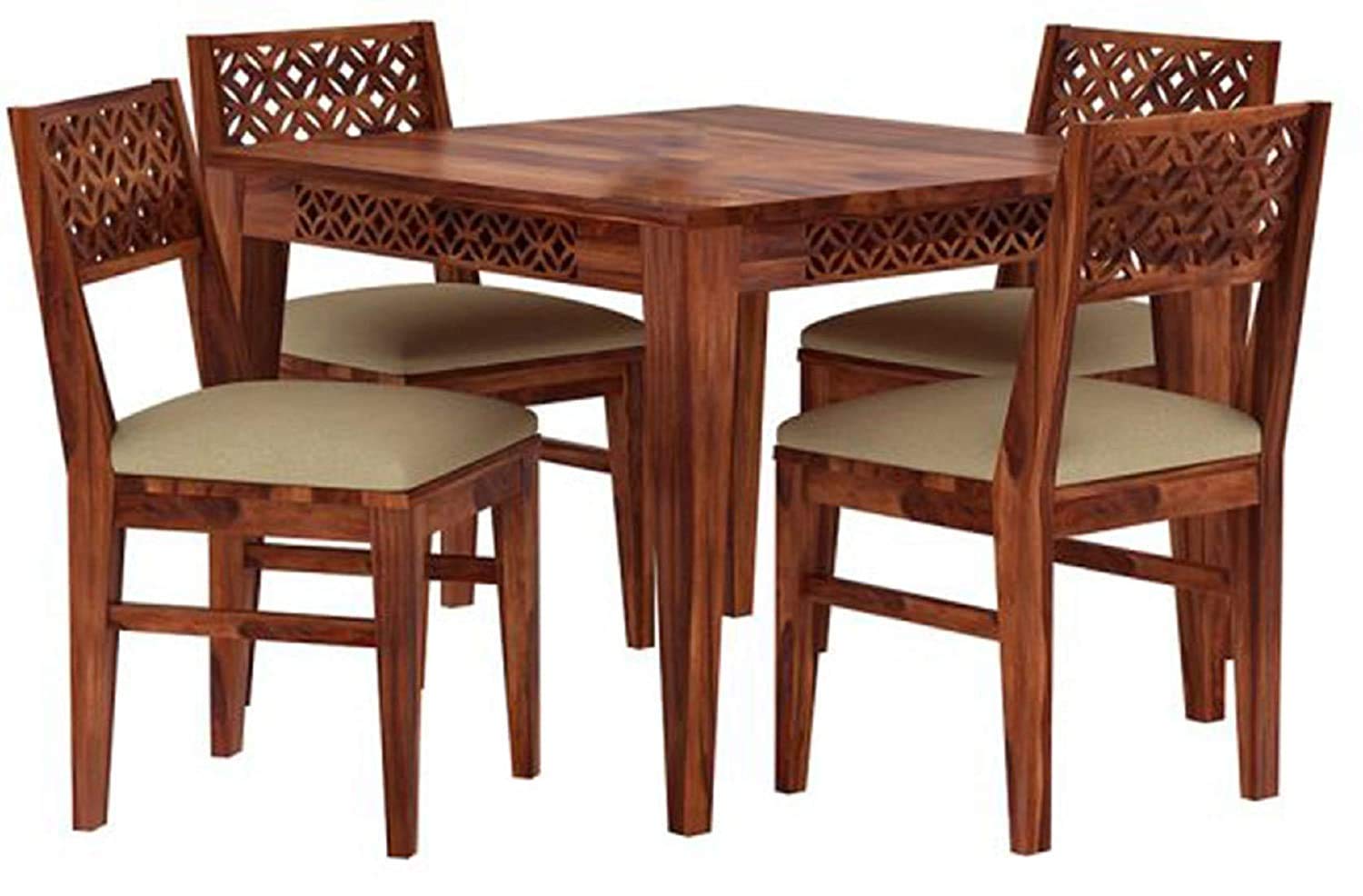 Shreya Decor Sheesham CNC Cutting Wood Dining Table 4 Seater Four