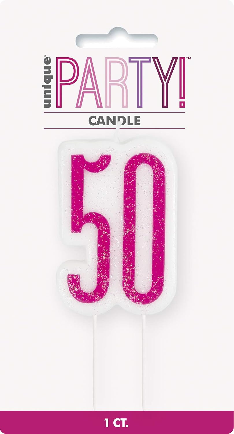 Unique Party 83895 Pink Number 50" Birthday Candle, Age 50