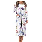Ocwfudsx Long Robes for Women Lightweight Soft House Coats for Women with Pockets Full Zipper Nightgown S-4Xl