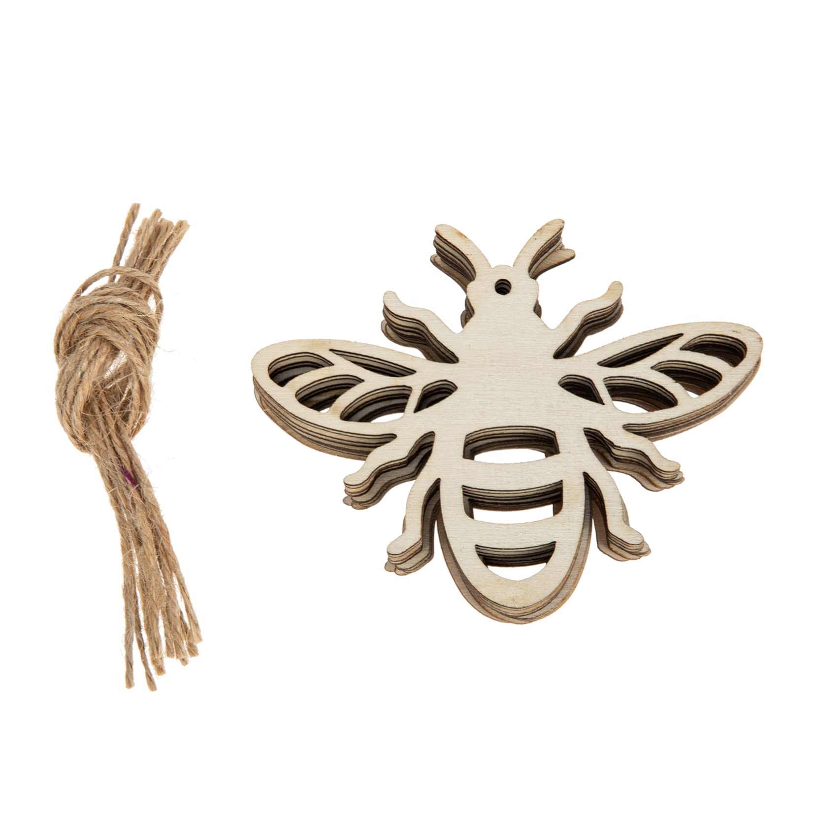 Gogogmee 30Pcs Wooden Bee Pendants for Crafting DIY Home Decor Party Decorations Bee Charms for Wall Hanging and Creative Handicrafts