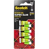 Scotch Super Glue Gel, 4-Pack of Single-Use Tubes, .017 oz Each, Fast Drying, No Run Gel Formula (AD119)