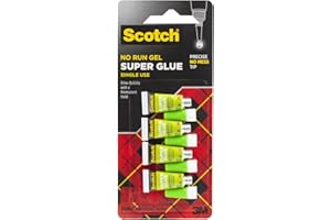 Scotch Super Glue Gel, 4-Pack of Single-Use Tubes, .017 oz Each, Fast Drying, No Run Gel Formula (AD119)