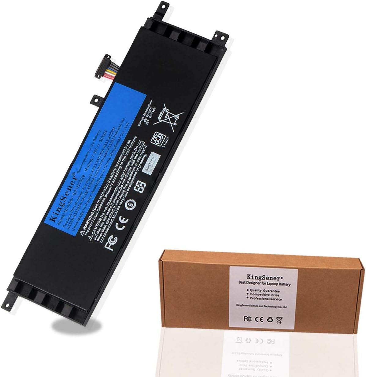 KingSener B21N1329 Laptop Battery for ASUS D553M F453 F453MA F553M P553 P553MA X453 X453MA X553 X553M X553B X553MA X403M X503M 7.6V 30WH