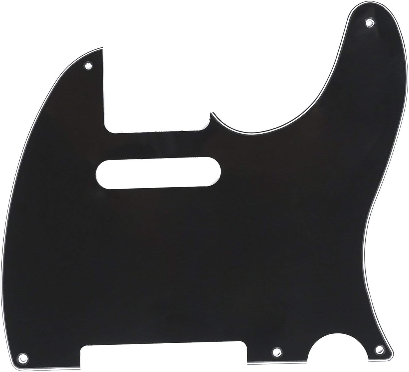 Musiclily 5 Hole Vintage Tele Pickguard for Fender American/Mexican Made Standard Telecaster Style Electric Guitar, 3Ply Black