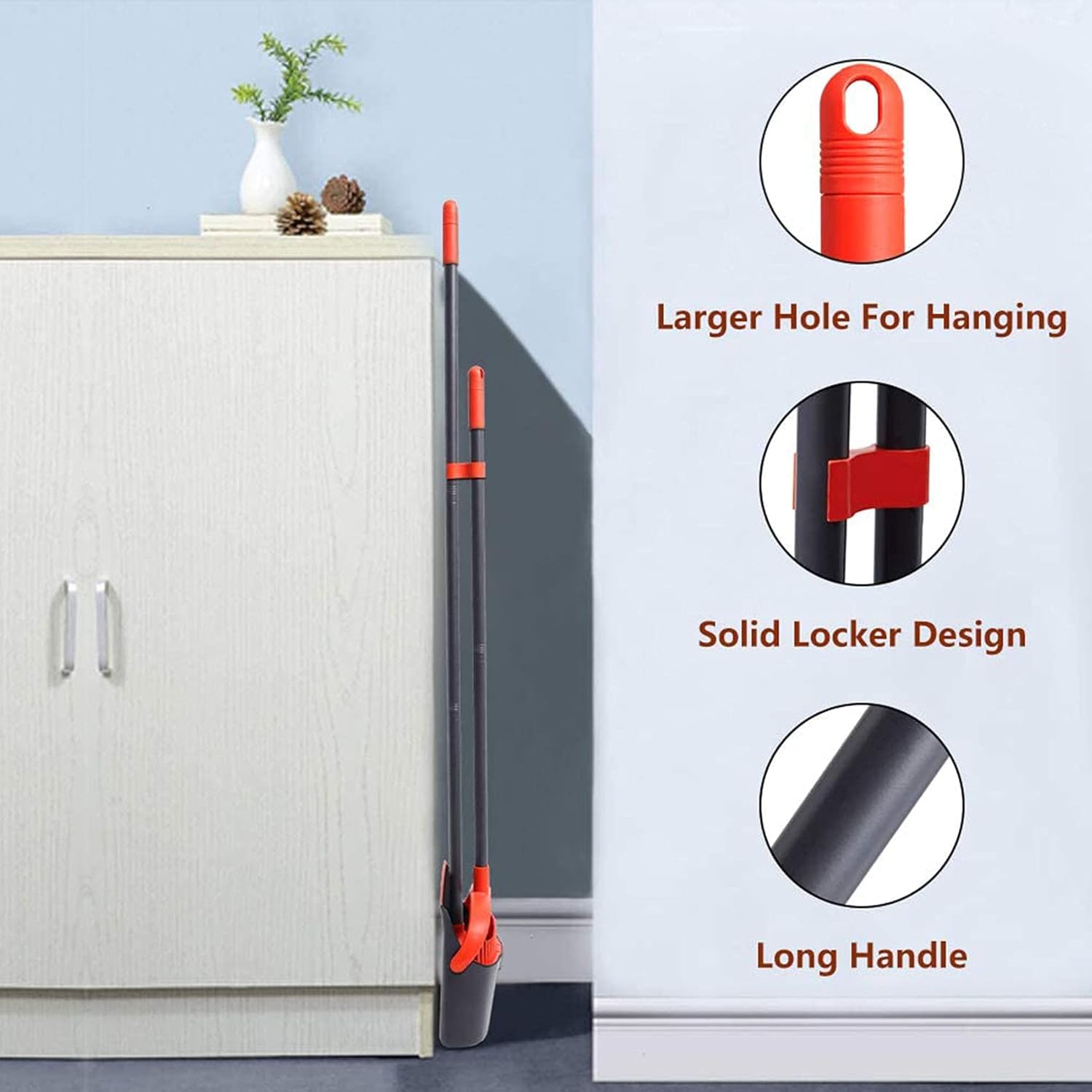 Broom and Dustpan Set, Dustpan and Broom Set, Long Handle Broom with Dustpan, Broom and Dustpan Combo for Office Home Kitchen Lobby Floor Use,Upright Standing Dustpan Broom Set: Garden & Outdoor