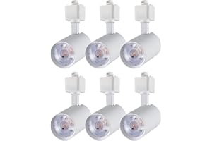 Arcfox 7W LED Track Lighting Heads 3000K Dimmable H Type Track Light Fixture Ceiling Spotlight ETL 24° CRI90 3-Wire for Shopping mall Living Room Kitchen Retail Store 6 Pack White