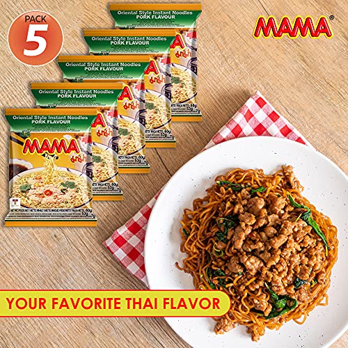 MAMA Noodles Pork Family Pack Instant Spicy Noodles with Delicious Thai