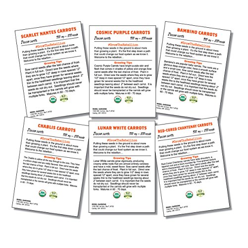 Heirloom Carrot Seeds - 6 Varieties of Organic Non GMO Carrots For Planting