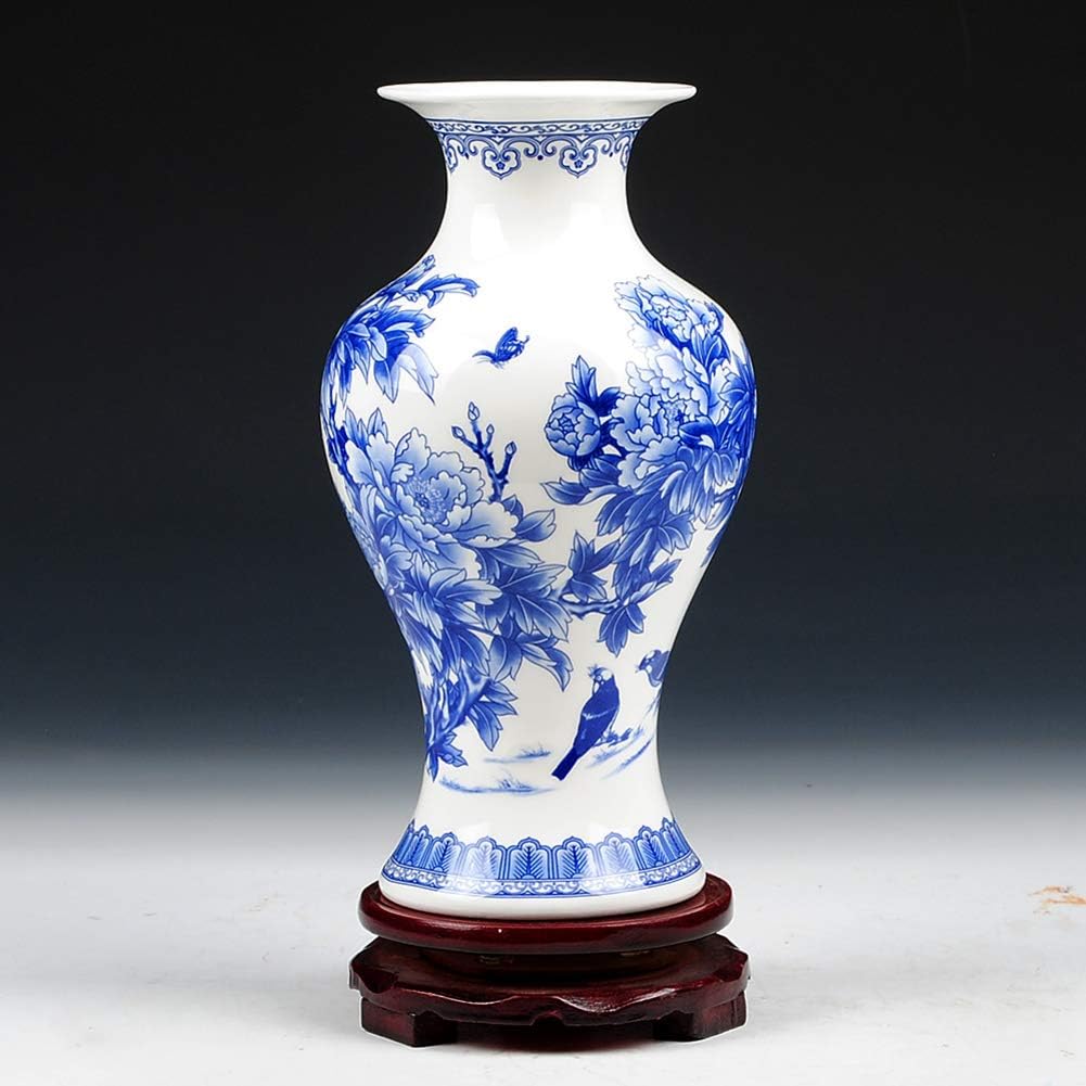 Blue and white Porcelain Flower vase Traditional Chinese Ceramic vase Chinese antique ceramic vase Decorative vase Home decorative vase-A H24cmxD13cm