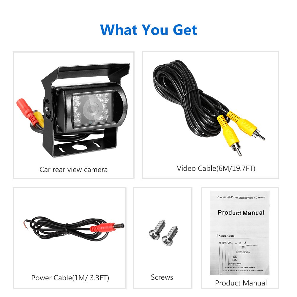 COOCHEER Backup Camera HD Rear View Reverse Backup Parking Camera CMOS IP68 Rating Waterproof Camera with 18 Night Vision,Parking Assistance System for Cars Bus Trucks