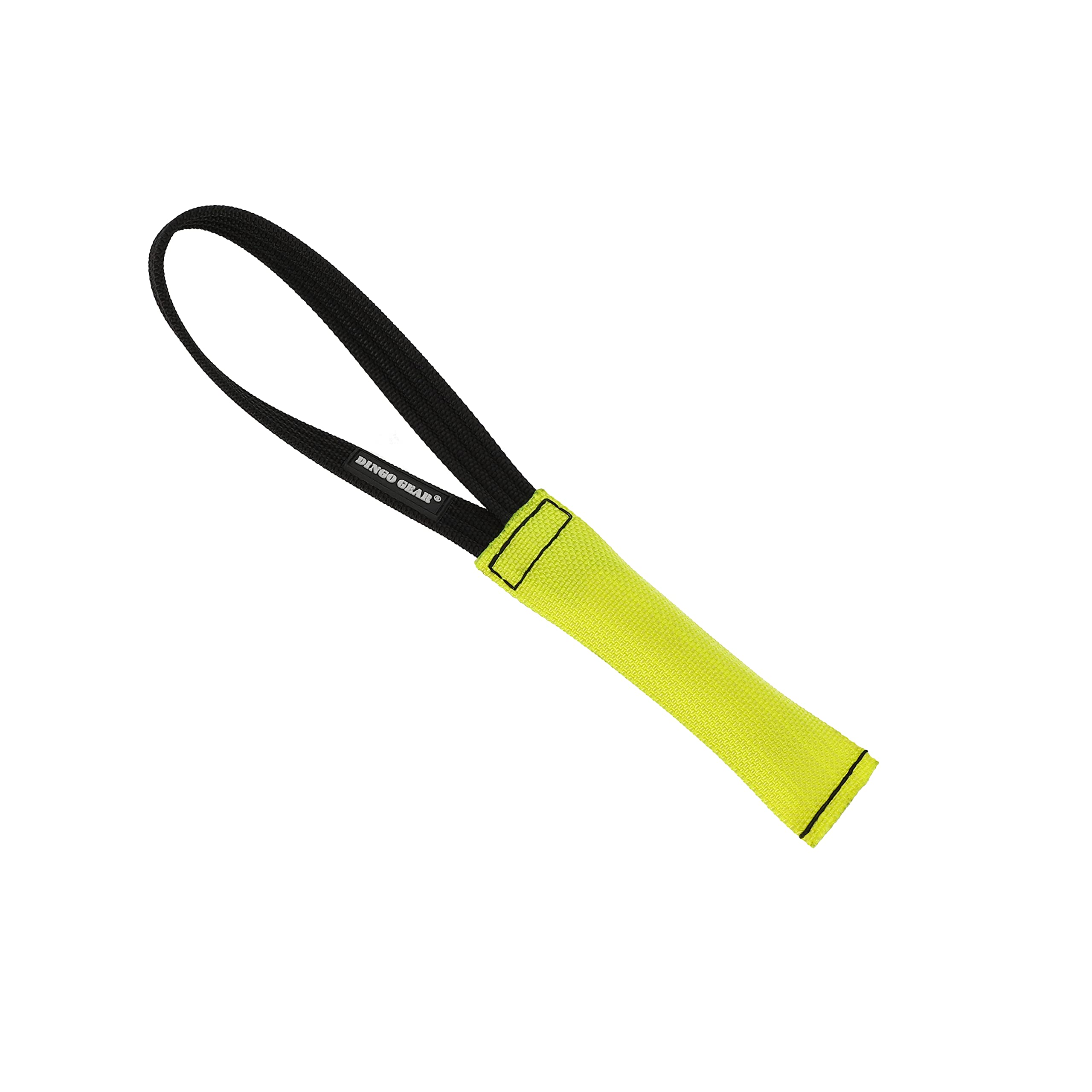 DINGO GEAR Firehose Bite Tug 1 Handle Heavy Duty Toy for K9 IGP Dog Training Sports Play Fetch Bite Work Floating Tug of War to Fire Up Prey Drive Size S Yellow S00300