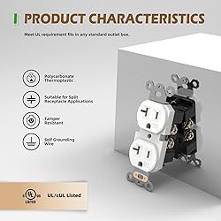 TOPELER Duplex Wall Receptacle Outlets, 20A