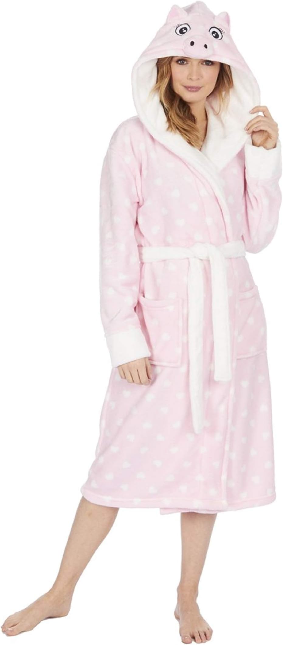 KATE MORGAN Ladies Soft & Cosy Hooded Dressing Gown