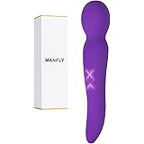 Cordless Wand Massager with 10 Powerful Speeds, MANFLY 100% Waterproof Rechargeable Handheld Body Massager, Purple
