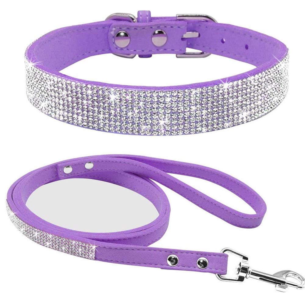 ETOPARS Rhinestone Dog Collar Leashes, Crystal Diamond Cat Dog Collar Leash Set, Cute Dazzling Dog Rhinestone Collar, Dog Collar Harness for Small & Medium Dogs