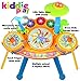 Kiddie Play Electric Toy Drum Set for Kids with Stool, Microphone and Beautiful LED Lights - Tons of Various Functions and Activity - 2 Drumsticks Included