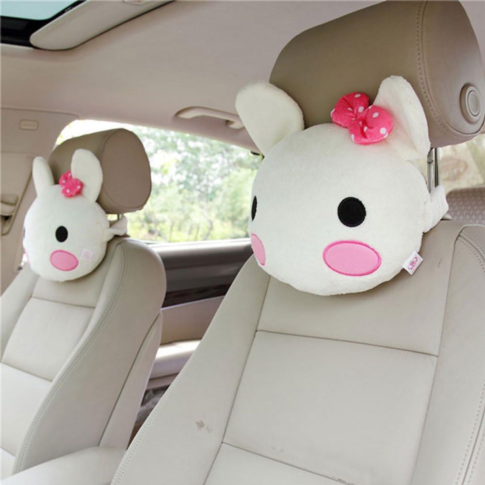 CUTI® Cute Rabbit Car Neck Pillow Head Rest Cushion Pad Vehicle Seat Headrests (2 Pieces)