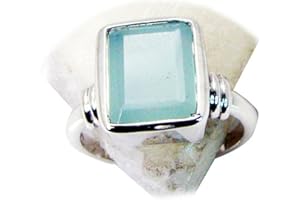 55Carat Natural Choose Your Gemstone Ring Sterling Silver Simple Square Shape Astrology US 4,5,6,7,8,9,10,11,12, 13