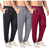 OAKVON Men’s Mesh Jogger Sweatpants 3 Pack – Lightweight Quick Dry Athletic Pants with Zipper Pockets for Workout, Running
