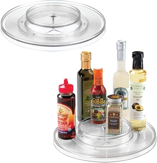 Amazon Com Mdesign Plastic Spinning 2 Tier Lazy Susan Turntable