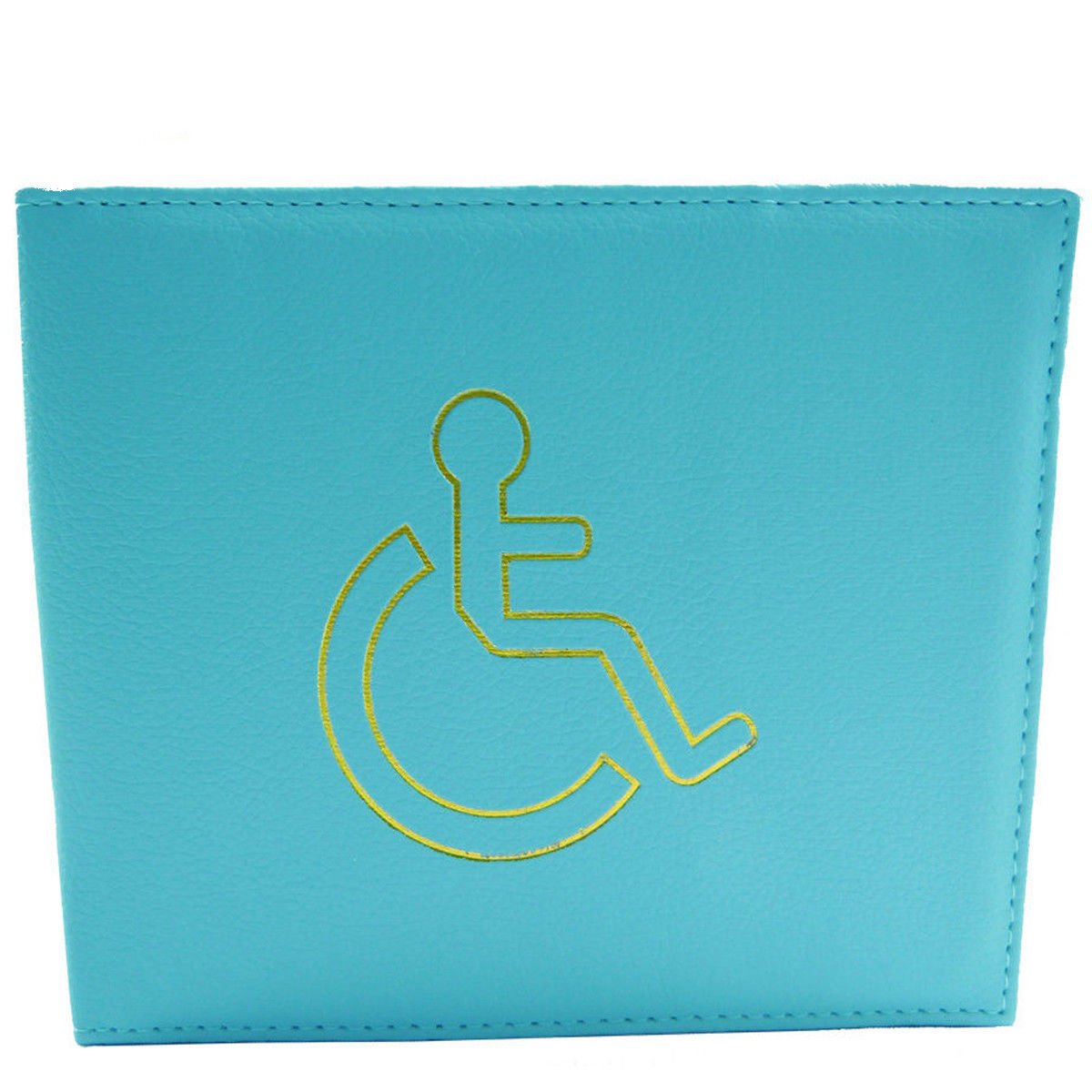 Disabled Badge Holder Cover Wallet Safe Protection Protector Disability Parking Permit Display Metal Corner PU Leather Hologram - Light Blue