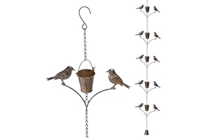 taman Rain Chain Set, 6.52ft Bird Rain Chain for Gutters,Functional and Decorative Replacement Downspout Rain Chain for Outside,Metal Copper Divert Rain Catcher