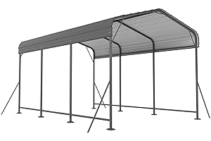 Outsunny 10 x 15FT Metal Carport, Heavy-Duty Carport Canopy with Reinforced Frame & Galvanized Steel Roof, All-Weather Protec