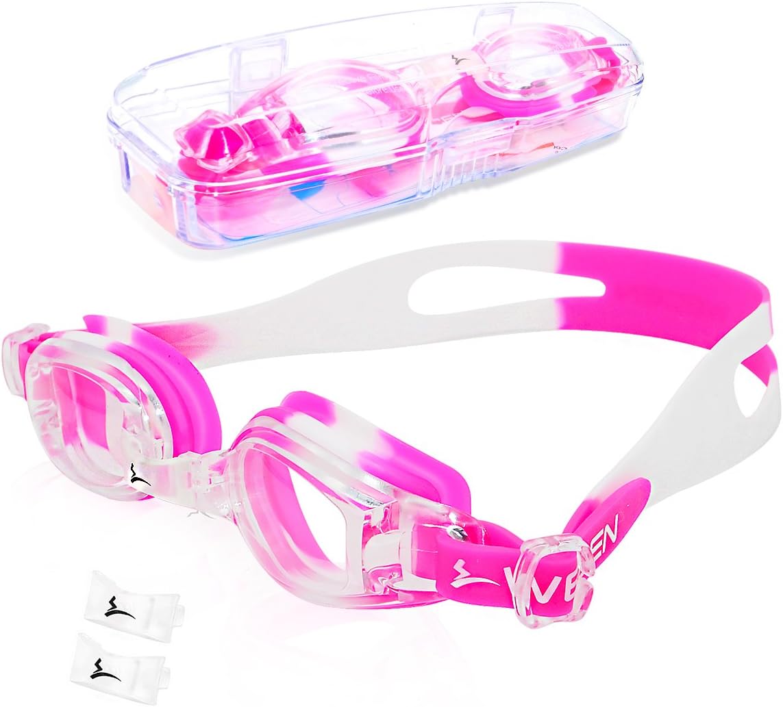 SWICEN Kids Swimming Goggles Anti-Fog Lens Soft Silicone Frame,Junior Swim glasses for Girls Boys and Early Teens
