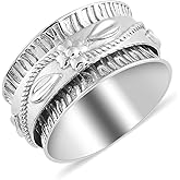 SHOP LC DELIVERING JOY 925 Sterling Silver Mom Spinner Ring Jewelry for Women Birthday Christmas Gifts for Women