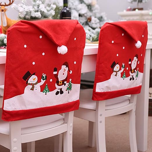Amazon Com 2 Pack Christmas Chair Covers Decor Santa Clause Red